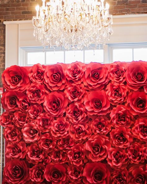 Red roses paper flowers backdrop available for rent Red Paper Flower Backdrop, Roses Paper Flowers, Rose Backdrop, Paper Flowers Backdrop, Crepe Paper Flowers Tutorial, Big Paper Flowers, Flowers Backdrop, Backdrop Wall, Flowers Tutorial