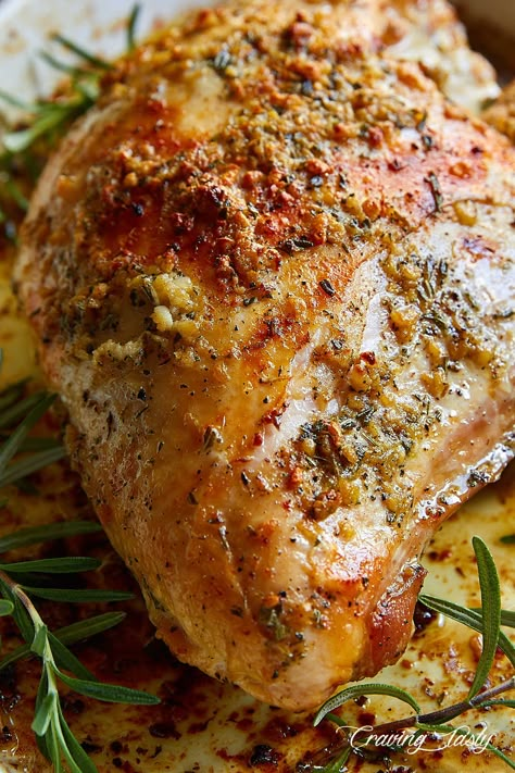 This roasted turkey breast, infused with garlic and herb butter is a great alternative to cooking a whole turkey. It cooks much faster and is very tender and moist. Perfect for Thanksgiving or Christmas dinner. | cravingtasty.com Thanksgiving Dinner For Two, Craving Tasty, Turkey Breast Recipes, Turkey Breast Recipe, Roast Turkey Breast, Cooking Courses, Roast Turkey, Turkey Recipes Thanksgiving, Recipes Thanksgiving