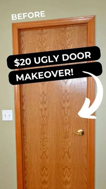 We love home improvement DIY projects and this interior door before and after makeover idea on a budget is one of our favorites. #doordiy #beforeafter #doormakeover Hollow Core Door Makeover Diy, Door Trim Ideas Interior, Hollow Door Makeover, Paint Doors Interior, Interior Door Trim Ideas, Hollow Core Door Makeover, Interior Door Makeover, Door Redo, Before And After Makeover