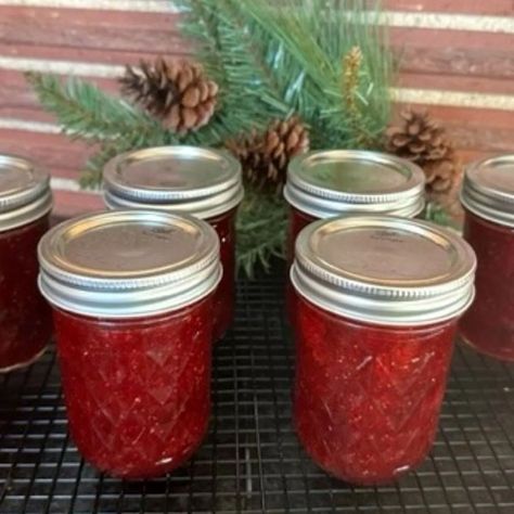 Make This Amazing Christmas Jam Recipe Now | GB's Kitchen Christmas Jam With Powdered Pectin, Amish Traffic Jam Recipe, Small Batch Christmas Jam, Christmas Jam No Pectin, Christmas Jam Canning Recipe, Strawberry Cranberry Jam Christmas, Freezer Christmas Jam, Easy Christmas Jam, Cranberry Strawberry Jam