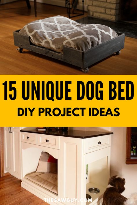 Dog Bed Headboard, Large Dog Beds In Bedroom, Diy Cute Dog Bed, Front Porch Dog Bed, Space Saving Dog Bed Ideas, Diy Giant Dog Bed, Diy Upholstered Dog Bed, Beds With Dog Beds Attached, Double Dog Bed Diy