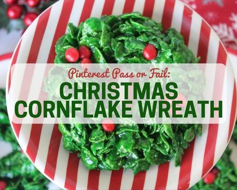 Pinterest Pass or Fail: Christmas Cornflake Wreath #justapinchrecipes Cornflake Wreaths, Easy Food Gifts, Edible Wreath, No Bake Christmas, Christmas Wreath Cookies, Corn Flake, Easy Wreath, Nature Poem, Wreath Cookies