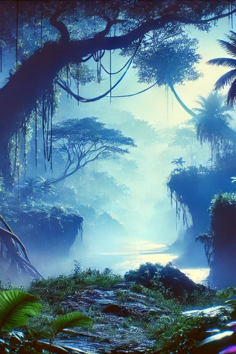 a lush, eco-fantasy jungle where nature and magic blend seamlessly. Pin this enchanting image to explore a mystical realm of towering trees and vibrant foliage. Downloads Available @ https://slaacr.com Fantasy Jungle Concept Art, Alien Jungle, Fantasy Jungle, Jungle Aesthetic, New Fantasy, Fantasy Book, Fictional World, Fantasy Aesthetic, Ancient Wisdom