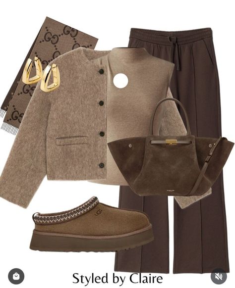 Style With Ugg, Beige Outfits For Women, Brown And Beige Outfit, Brown Monochromatic Outfit, Narnia Wardrobe, Denim Styling, Mum Fashion, Winter Fashion Outfits Casual, Beige Outfit