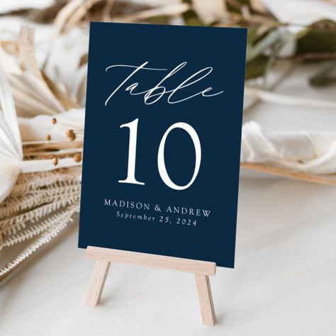 Navy Modern Elegance Wedding Table Number Navy Blue Table Numbers, Navy Table Numbers, Blue Table Numbers Wedding, Modern Elegance Wedding, Navy Wedding Theme, Navy Blue Wedding Theme, Navy Table, Dark Blue Wedding, Simple Calligraphy