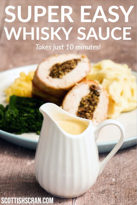 Whisky Sauce For Haggis, Whisky Recipes Food, Whiskey Sauce For Haggis, Chicken Balmoral Recipe, Whiskey Gravy, Haggis Recipes, Balmoral Chicken, Whiskey Sauce Recipe, Burns Night Recipes