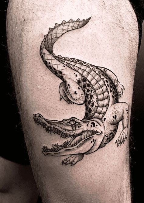 Crocodile Tattoo Design, Dean Tattoo, Alligator Tattoo, Crocodile Tattoo, Love Tattoo, Leg Tattoos Women, Leg Sleeve Tattoo, Dad Tattoos, Tattoo Design Ideas