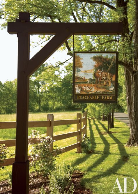 Richardson Brognard Okie Designed These Storied Buildings on a Pennsylvania Farm | Architectural Digest Farm Entrance, Farm Gate, Driveway Entrance, Farm Fence, Entrance Sign, Farm Signs, Farms Living, Down On The Farm, Fence Ideas