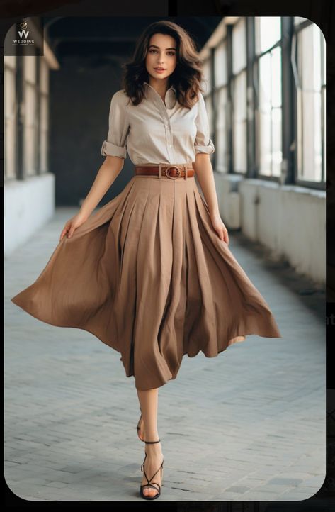 Ladies Skirts Casual, Work Beach Party Outfit, Classical Outfits For Women, Fashion Attire Outfit Ideas, Tops With Skirts Outfit, Adventure Pulp Aesthetic Outfit, Tops And Skirts Outfit, Modern Elegance Fashion, Office Skirts Classy