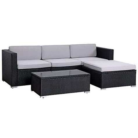 Grey Rattan Garden Furniture, Rattan Couch, Rattan Patio Furniture, Contemporary Cushions, Set Sofa, Uk Garden, Rattan Garden Furniture, Outdoor Living Room, Garden Furniture Sets