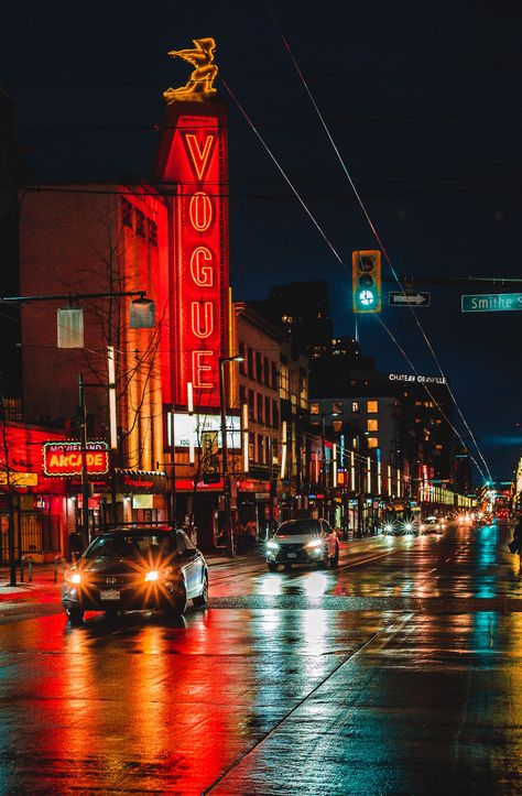 Couldn't be a showcase of Vancouver without Granville Street. The only real nightlife strip in "no-fun city" is beautiful at night when all the concert venues light up. Follow me on Instagram for more photos like this: https://www.instagram.com/gavinkrohm/ Vancouver Nightlife, Vancouver Night, Venue Lighting, Concert Venues, Granville Street, Fun City, Concert Venue, The Concert, Night Photos