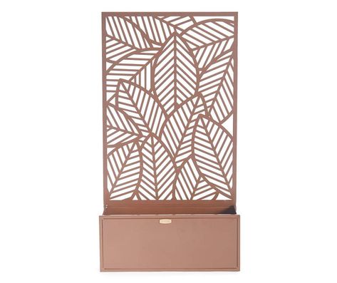 Broyhill Broyhill 44.09" Leaf Cut-Out Metal Planter with Screen | Big Lots Boho Front Porch, Backyard Privacy Screen, Backyard Improvements, Wooden Fence Gate, Privacy Planter, Screen Block, Fence Planters, Big Lots Store, Tub Ideas