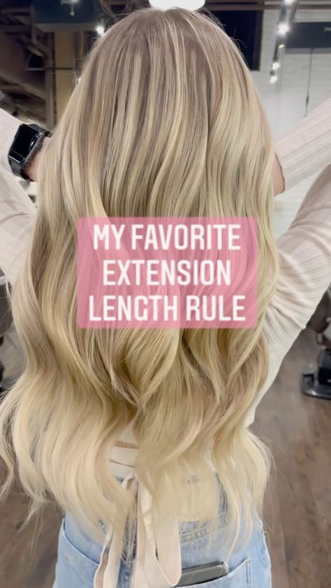 kaylathompsonstylist on Instagram: The #1 rule to determine if the desired length will be too much length…. Take your client’s natural length in inches and multiply it by 2.… I Tip Extensions Before And After, Hair Extensions Length Chart, 16inch Hair Extensions, Hair Extension Length Chart, Extension Before And After, Hair Extensions Placement Guide, I Tip Hair Extensions Placement, 22 Inch Hair Extensions Before And After, 20 Inch Hair Extensions Before And After