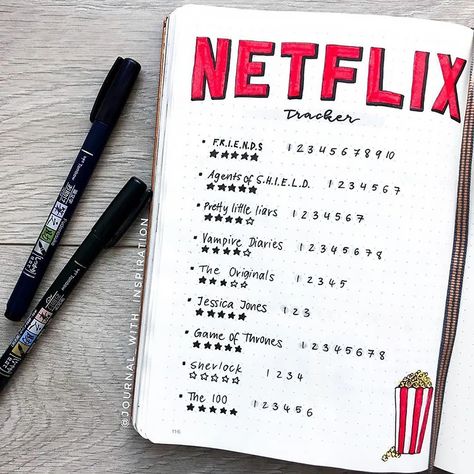 Bullet Journal Netflix, Journal Tracker Ideas, Bullet Journal Tracker Ideas, Beautiful Dawn, Journal Tracker, Bullet Journal Page, Tracker Ideas, Journal Challenge, Bullet Journal Notes