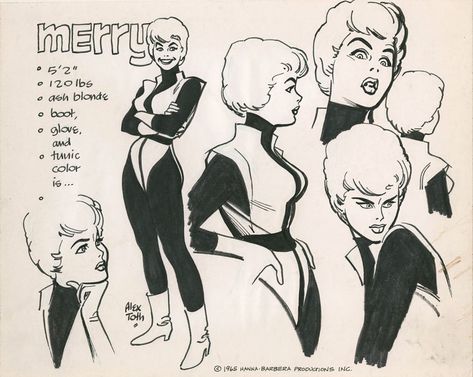 Alex Toth Comic Art, Stylized Comic Art, Alex Toth Model Sheets, Alex Toth Art, Hanna Barbera Model Sheet, Retro Comic Art, Alex Toth, Cartoon Drawing Tutorial, Comic Book Art Style