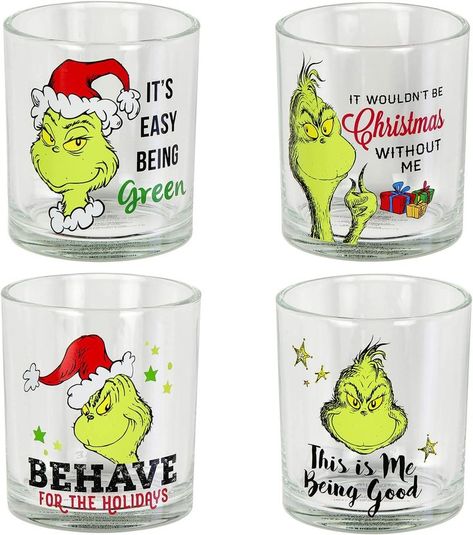 Holiday House Decor, Grinch Characters, Grinch Stuff, Grinch Crafts, Dr Seuss Grinch, Dr Seuss The Grinch, Grinch Decorations, Drinking Glasses Set, Grinch Who Stole Christmas