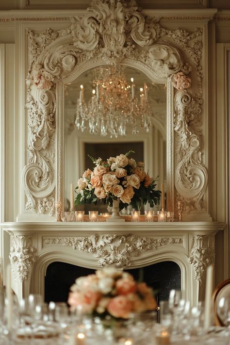 29 Contemporary Mantle Ideas To Make Your Fireplace Shine - Courtneys World Contemporary Mantle, Mirror Over Mantle, Corner Fireplace Makeover, Mirror Over Fireplace, Over Mantle, Mantle Design, Mother's Day Theme, Mantle Ideas, Baroque Mirror