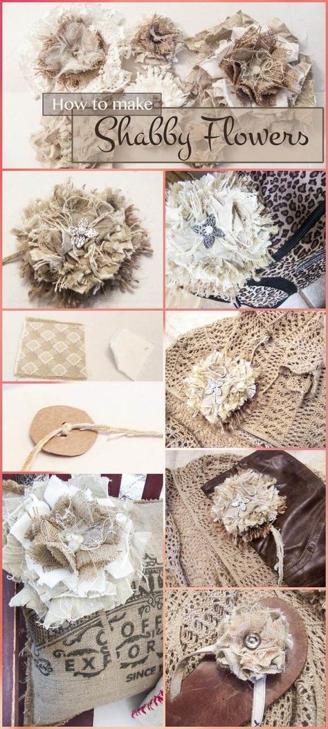 Fabric Flowers Tutorial, Make Fabric Flowers, Easy Fabric Flowers, Make Your Own Fabric, Making Fabric Flowers, Shabby Chic Flowers, Material Flowers, Fleurs Diy, Fabric Flower Tutorial