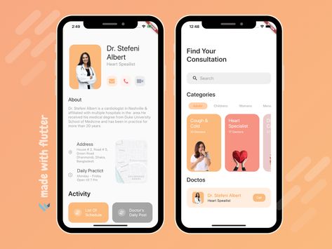 Flutter Doctor App UI by Sanskar Tiwari Easy Paper Airplane, Graphic Moodboard, English App, Business Card App, Make Paper Plane, Good Apps, Doctor App, Cv Website, Profile Layout