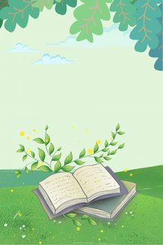 Cartoon Reading Day H5 Background Reading Background, Images Of Books, Reading Cartoon, Books Wallpaper, Pastel Background Wallpapers, Books Images, Green Book, Paper Background Design, Page Borders Design