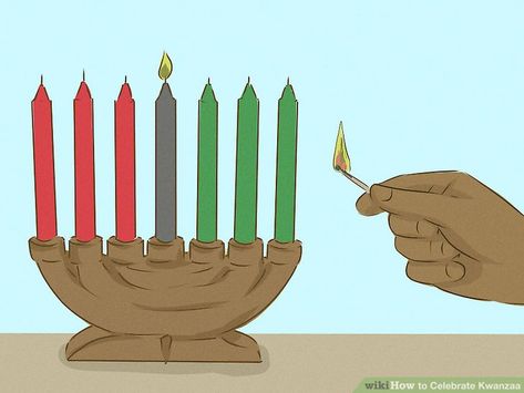 How to Celebrate Kwanzaa: 7 Steps (with Pictures) - wikiHow Kinara Kwanzaa, Ancestry Art, Days Of Kwanzaa, Fun Christmas Ideas, Kwanzaa Principles, African Ancestry, African Colors, Candle Lighting, Green Tablecloth