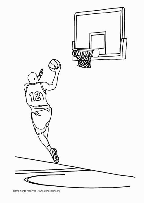 Basketball Coloring Pages Drawings Of Basketball, Basketball Drawings Sketches Easy, Basketball Sketch Art, Playing Sports Drawing, Basketball Player Drawing, Basketball Sketch, Basketball Outline Drawing, Playing Basketball Drawing, People Playing Basketball Drawings