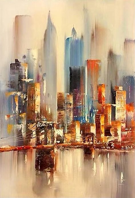 Large Original Abstract City Painting Urban Art Painting image 5 Abstract City Painting, Urban Art Painting, Urban Wall Art, Skyline Painting, Golden City, Abstract City, Soyut Sanat Tabloları, City Painting, Cityscape Art