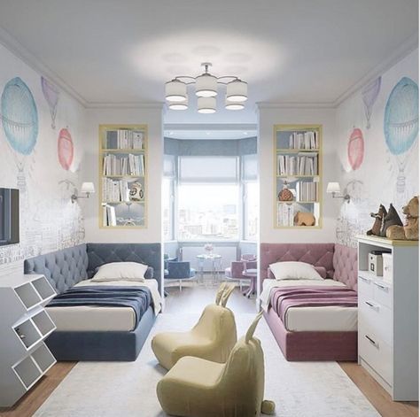 Twin Boys Bedroom, Boy And Girl Shared Room, Twin Girl Bedrooms, Boy And Girl Shared Bedroom, Kids Rooms Shared, Kids Bedroom Boys, House Beds For Kids, Children's Bedroom Ideas, Shared Girls Bedroom