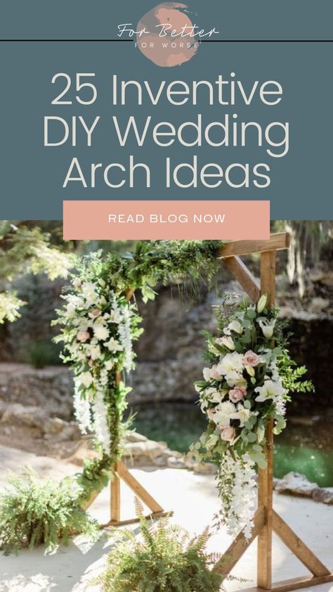 25 Inventive DIY Wedding Arch Ideas by For Better For Worse | Wedding Venues - Wedding Suppliers - Wedding Offers & Ideas - All you need to plan your day, wedding arch inspiration, diy wedding, uk wedding, wedding arbor elegant, wedding floral installation, wedding arbor flowers, wedding arbor, wedding arbor decorations, wedding planning ideas, wedding arch designs, wedding arch diy Wedding Arbor Ideas Outdoor, Wedding Diy Arch Ideas, Wedding Altar Backdrop Indoor, Backyard Wedding Arbor Ideas, Best Wedding Arches, Wedding Archway Decorations, Simple Wood Arch Wedding, Oval Wedding Arch Ideas, Diy Outdoor Wedding Arch