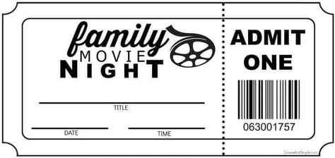 Movie Night Tickets Free Printable, Printable Movie Tickets, Family Movie Night Printables, Movie Night Printables, Movie Ticket Template, Ticket Ideas, Movie Night Tickets, Movie Night Basket, Diy Movie Night