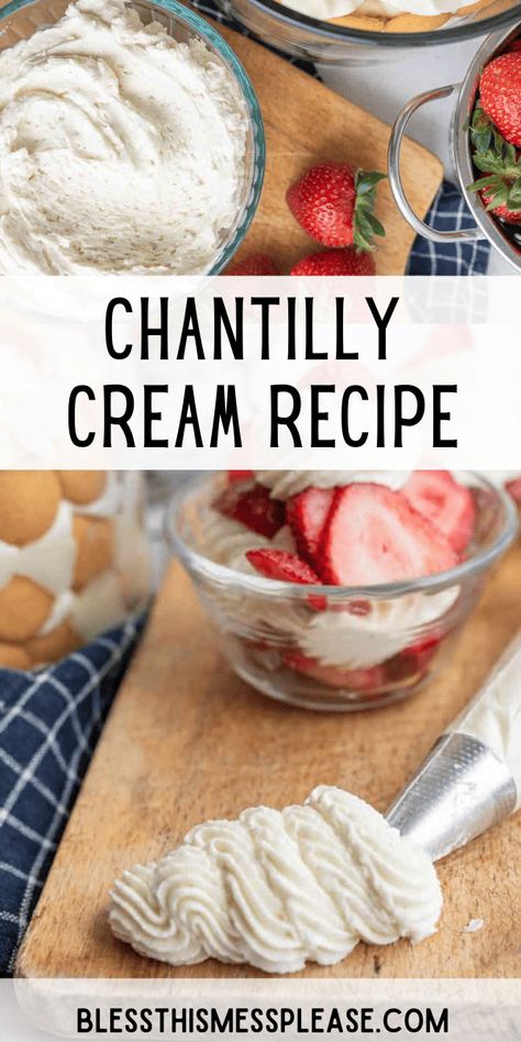 Chantilly cream is a light and fluffy dessert topping made from heavy cream, mascarpone cheese and sugar. It will transform any dessert. Heavy Whipping Cream Recipes, Chantilly Cream Recipe, Recipes With Whipping Cream, Chantilly Cream, Vanilla Paste, Dessert Toppings, Mascarpone Cheese, Whipping Cream, Heavy Whipping Cream