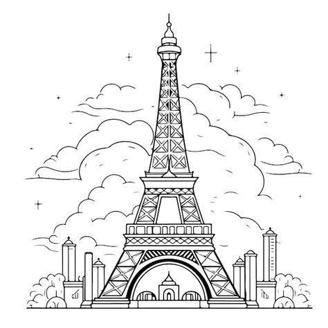 Places Drawing, French Related Drawings, Paris Art Drawings, Places To Draw, Drawing Paris, Drawings Of Paris, Paris Drawing Easy, Paris Draw, French Drawings