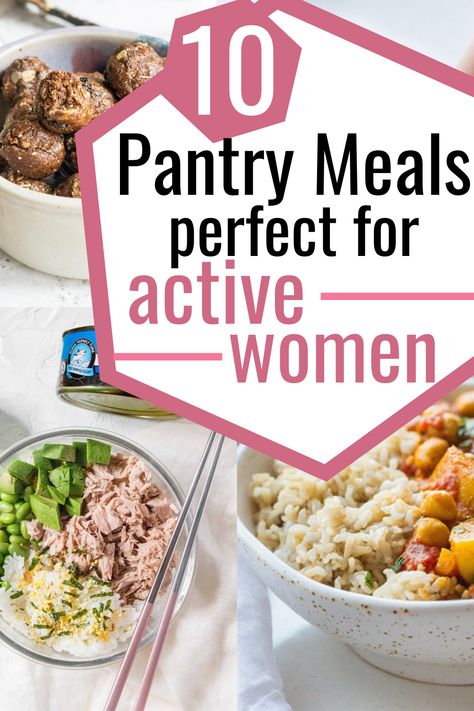 Looking for pantry meals? Or ideas for dishes you can make with mostly shelf stable and freezer ingredients? Check out this list of 10 meals for active women that don't require tons of grocery shopping! #pantrymeals Healthy Shelf Stable Meals, Healthy Pantry Meals, Grocery Shopping Healthy, Pasta Puttanesca Recipe, Shopping Healthy, Pantry Meals, Clean Dinner Recipes, Healthy Pantry, Simple Nutrition