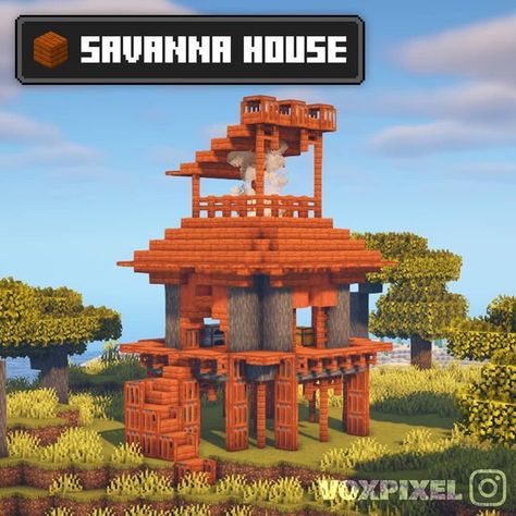 Minecraft Savannah Village Ideas, Acacia Village Minecraft, Minecraft Building Ideas Acacia, Minecraft African House, Minecraft Savanna House Ideas, Minecraft Savanna Village Ideas, Savanna House Minecraft, Acacia Village Ideas Minecraft, Minecraft Acacia Village