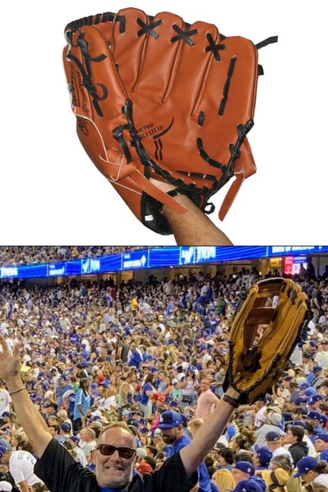 The next time you head out to the ol' ballpark, bring along this giant oversized baseball glove to greatly help your chances of catching a home run. ⚾️ Baseball Glove, Home Run, Your Head, Gloves, The Next, Baseball, Bring It On, Toys