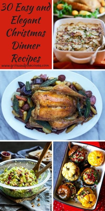 From appetizers to desserts and everything in between, these 30 Easy and Elegant Christmas Dinner Ideas are as special as the holidays! Fine Cooking Magazine Recipes, Traditional Christmas Dinner Menu Ideas, Christmas Dinner Themes Food, Christmas Dinner Menu Ideas Large Group, Christmas Ham Dinner Menu Ideas, Elegant Christmas Dinner Menu Ideas, Healthy Christmas Menu, Healthy Christmas Dinner, Elegant Christmas Dinner