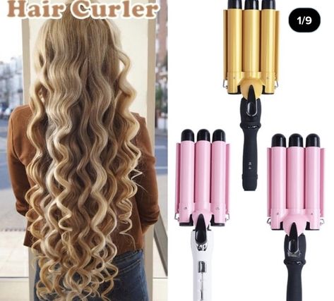 Hair Crimper Styles, Hair Crimper Styles Waves, Hair Waver Iron, Ceramic Hair Curler, Beachy Waves Hair, Hair Curling Iron, Deep Wave Hair, Wand Hairstyles, Hair Color Underneath