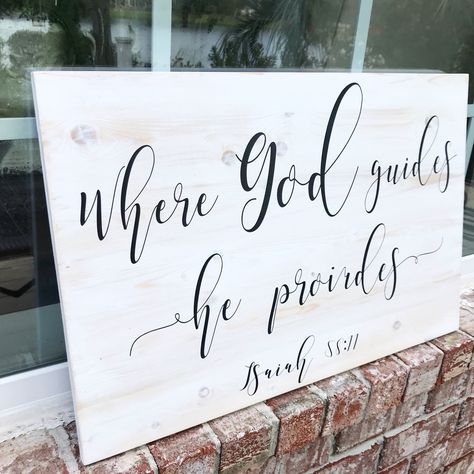 Bible verse wood sign, blessed sign,in god we trust, god provides, faith, white wash pine, custom signs www.etsy.com/shop/SouthCoastVinylusa Wood Bible Verse Signs, Bible Verse For Home Entrance, Scripture Signs For The Home, Diy Scripture Wall Art, Signs To Make And Sell, Patio Wall Ideas, Bible Verse Paintings, Farmhouse Sign Ideas, Wood Signs Bible Verse