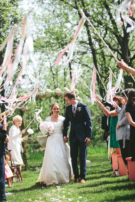 659b38a2d1a277700d12cba4e3ac435b Wedding Recessional, Wedding Ribbon Wands, Wedding Wands, Wedding Send Off, Walk Down The Aisle, Wedding Exits, Wisconsin Wedding, Nontraditional Wedding, Wedding Ribbon