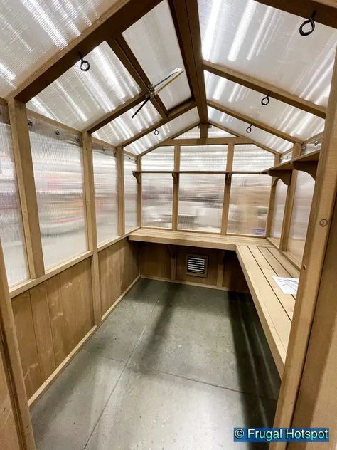 Garden Shed Greenhouse Combo Diy Plans, Costco Cedar Greenhouse, Mcm Greenhouse, Yardistry Greenhouse Ideas, Green Houses For Sale, Costco Greenhouse Ideas, Greenhouse Layouts, Costco Greenhouse, Yardistry Greenhouse