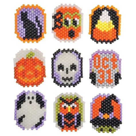 Pony Bead Designs, Pony Bead Ornaments, Halloween Soiree, Playful Home, Pony Bead Projects, Bead Ornaments, Pony Bead Crafts, Fall Bead, Halloween Characters