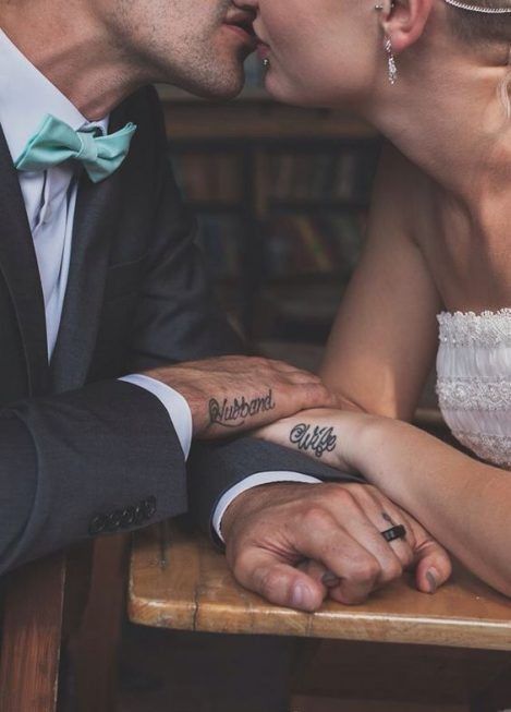 Hubby And Wife Tattoos, Husband And Wife Tattoos Unique Finger, Tattoo For My Wife, Tattoo For Wife On Husband, Couple Hand Tattoos Husband Wife, Matching Husband And Wife Tattoos Unique, Tattoo For Husband Marriage, Wife Tattoos For Men, Wife And Husband Tattoo