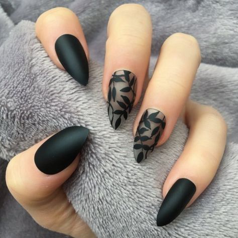 Classy Matte Black Nails, Trendy Black Nails Coffin, Matte Black Floral Nails, Black Wedding Nails Short, Black Nail Art Matte, Nail Ideas Matte Black, Cool Black Nail Ideas Almond, Clean Black Nail Designs, Black Nails With Design Ideas Long