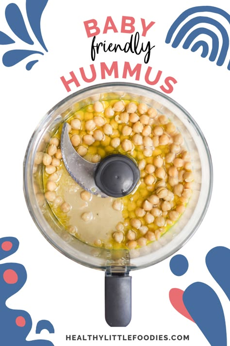 Baby Hummus Recipe, Blw Hummus, Easy Baby Meals 10 Months, Chickpea Recipes For Babies, Hummus For Babies, Baby Hummus, Toddler Food Recipes, Baby Food Recipe, Tahini Recipe