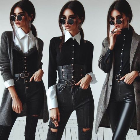 Edgy Business Professional Outfits, Bustier Layering Outfit, Gothic Chic Outfit, Edgy Professional Outfits Corporate Goth, Grunge Work Outfit Corporate Goth, 70s Alternative Fashion, Dark Outfits Edgy, Edgy Classy Outfits, Edgy Professional Outfits