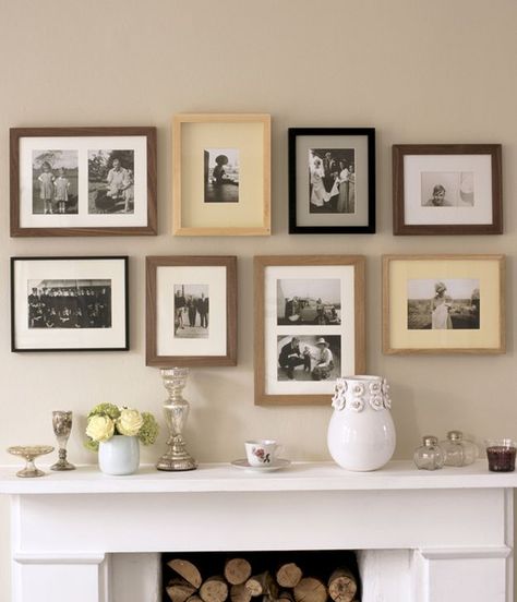 Build a Gallery Wall | 10 Inexpensive Fireplace Mantel Decor Ideas. Are you looking for unique and beautiful art photos or poster prints (not the ones featured in this pin) to create your gallery walls? Visit bx3foto.etsy.com and follow us on Instagram @bx3foto #decor #decorate #interiordesign #gallerywall #artwall #photowall #photoprints #artphotos #finephotography #fineprints #posters #photosale #etsy #etsysale #etsyphotos #bx3foto Wedding Photo Wall Display, Picture Frame Layout, Wall Fireplaces, Wedding Photo Walls, Frame Arrangement, Photo Wall Display, Frame Layout, Fireplace Mantel Decor, Country Living Magazine