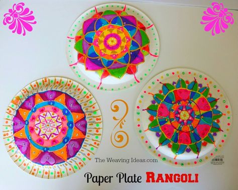 India Crafts For Kids Culture, Deepavali Craft For Preschoolers, Rangoli Craft For Kids, Diwali Kids Crafts, Divali Ideas Crafts, Paper Plate Rangoli, India Activities For Kids, Indian Crafts For Kids, Eyfs Diwali