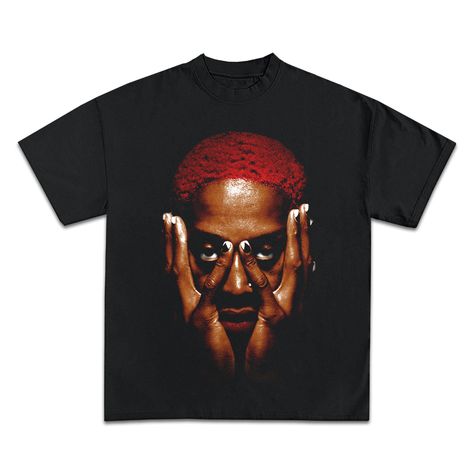 Dennis Rodman Jumbo Head Red T-Shirt Material: 100% Heavyweight Cotton, 6 oz Colour: Black SKU: Z11 - 15537 Rapper Tee Shirts, Nba Youngboy Graphic Tee, Graphic Tee Rapper, Vintage Rap Tees, Vintage Rap Tees Teepublic, 2pac Graphic Tee, Scottie Pippen, Hip Hop Style, Dennis Rodman