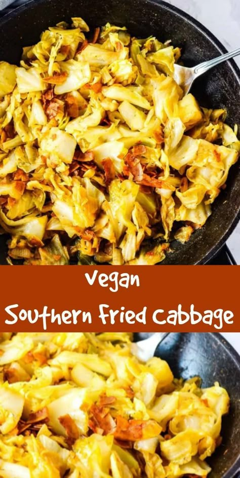 Vegan Cabbage Recipes, Southern Fried Cabbage, Cabbage Recipe, Fried Cabbage, Vegan Side Dishes, Desserts Vegan, Cabbage Recipes, Vegan Cooking, It Goes On