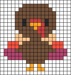 Embroidery Floss Crafts, Turkey Drawing, Perler Bead Mario, Tiny Cross Stitch, Fuse Bead Patterns, Halloween Cross Stitch Patterns, Easy Pixel Art, Beads Designs, Graph Paper Art